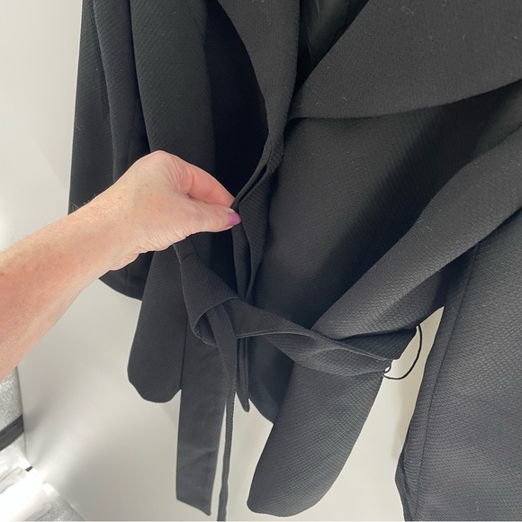 Loft Black Double Breasted Belted Hidden Button Lightweight Long Sleeve Jacket - Picture 4 of 9